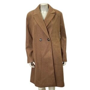 DKNY Classic‎ Camel Double Breasted Fashion Coat Womens Outerwear XL NWT